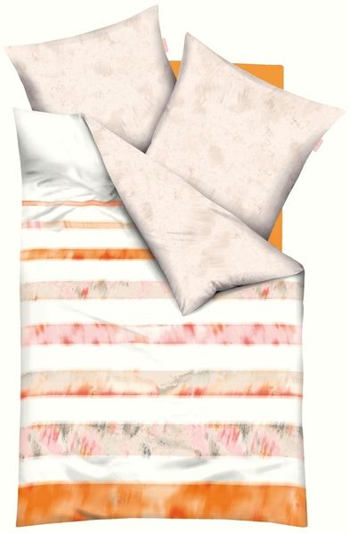 Kaeppel Mako Satin Wende Bettwäsche Streifen Zoom 155x220 cm Mandarine