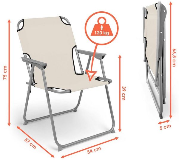 Spetebo Campingstuhl Camping Klappstuhl belastbar bis 120 kg - 2er Set (Anzahl, 1 St), zusammenklappbar