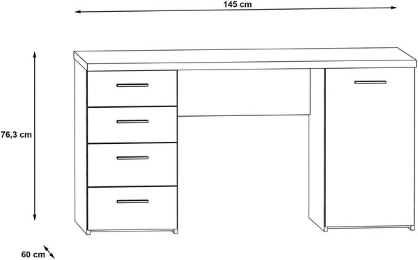 Schreibtisch >Balu< in Betonoptik Lichtgrau Weiß - 145x76,3x60cm (BxHxT) Bild 6