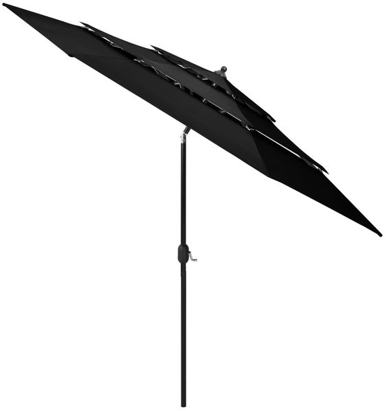 Sonnenschirm, Terrassenschirm mit Aluminium-Mast 3-lagig Schwarz 3 m