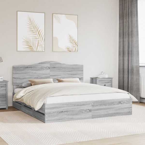 vidaXL Bettrahmen Graues Sonoma 180 x 200 cm Ingenieurs Holz 3413392