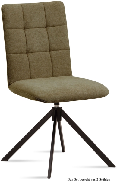 Esszimmerstuhl drehbar (2er-Set) Debora 47x91x60 Schwarz/Olivgrün