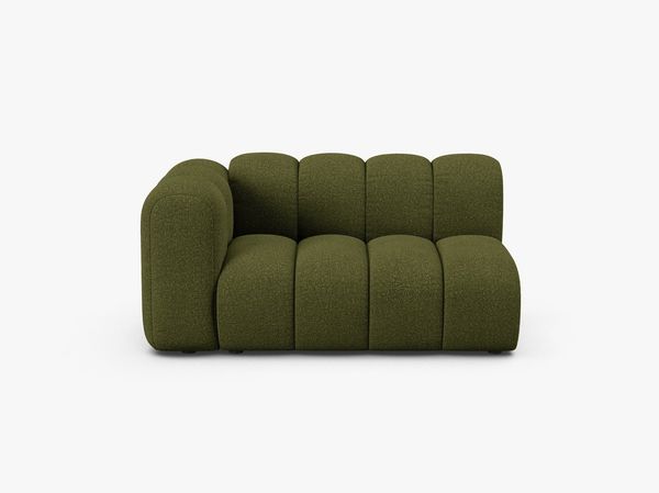 Micadoni Modulares Sofa Lupine 2-Sitzer Links Boucle Baloo Dunkel-Olivgrün