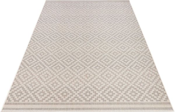 In- & Outdoor Teppich Raute grau/creme - 200x290x0,8cm