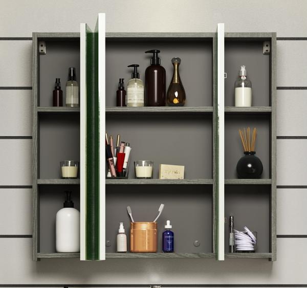 Badmöbel Set Riva weiß Hochglanz und Rauchsilber grau 130 cm Bild 10