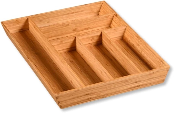 KESPER 58087-13 Besteckkasten, aus Bambus, 35 x 43 x 5 cm, mit 6-fach Einteilung / Besteckeinsatz