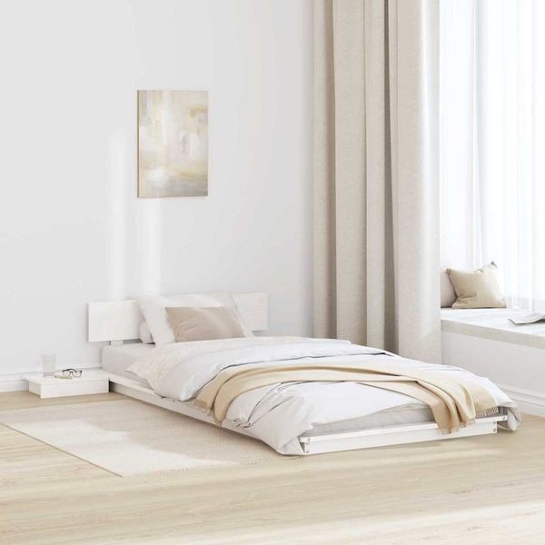 vidaXL Bettgestell mit Kopfteil mit Speicher Weiß 100 x 200 cm Holz 872414