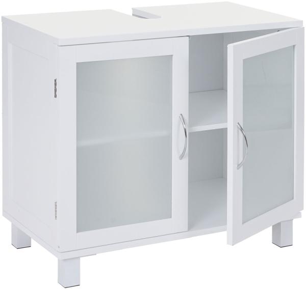 Waschbeckenunterschrank HWC-B42, Badschrank mit Staufach, 60x65x33cm weiß