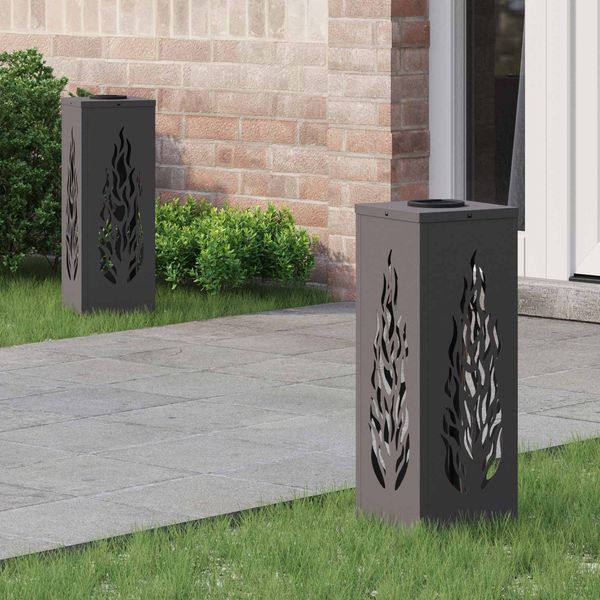 vidaXL Solar LED Weg Licht 2 pcs Schwarz Kalt gewalzter Stahl 879793