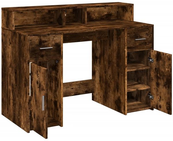 vidaXL LED-Schreibtisch Räuchereiche 120x55x91 cm Holzwerkstoff 3309415 Bild 12