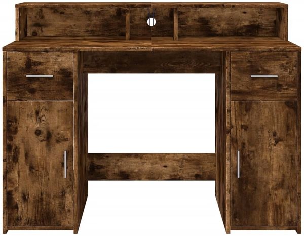 vidaXL LED-Schreibtisch Räuchereiche 120x55x91 cm Holzwerkstoff 3309415 Bild 6
