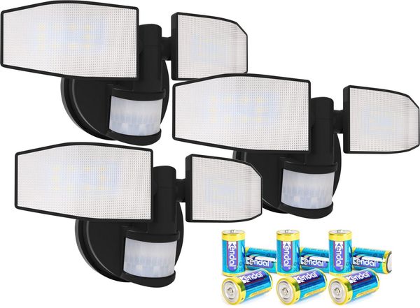 Northpoint LED Wandstrahler Bewegungsmelder 2 Fluter-Köpfe Schwenkbar Batterie 400L