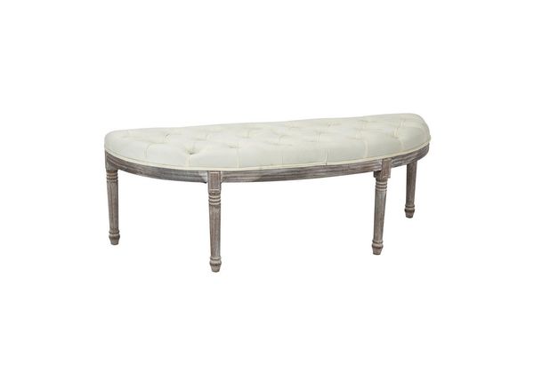 HOMCOM Polsterbank Bettbank mit Knöpfen (Betthocker, 1-St, Sitzbank), Gummiholz Beige 142 x 49 x 49 cm
