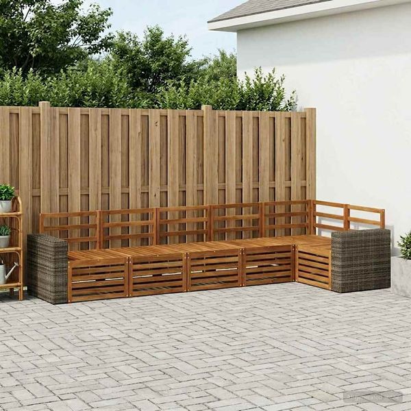 vidaXL Ecksofa Set 6 pcs Natur Massivholz Akazie 3384425