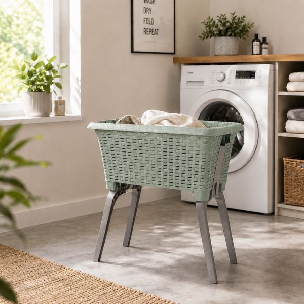 Wäschekorb Wäschesammler klappbaren Füßen B60xL40xH28/58cm Grün