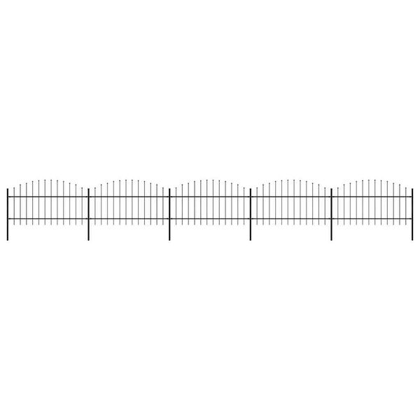 vidaXL Gartenzaun mit Speerspitze Stahl 892,5 x 125 cm Schwarz 277725