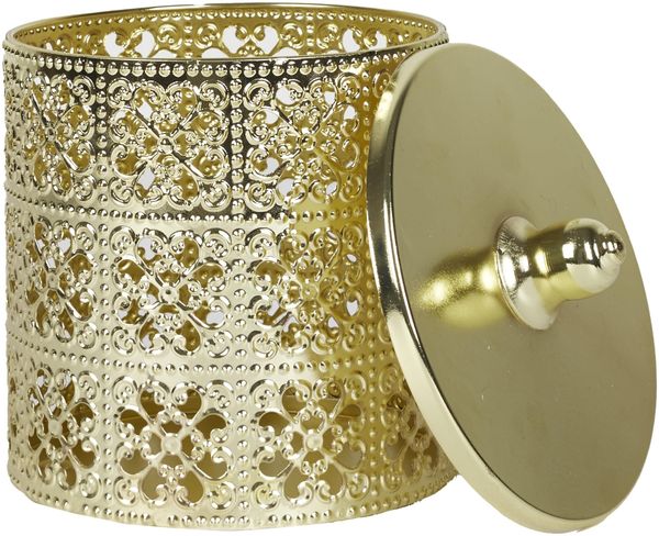 HOME DECO FACTORY, HD0234, Golden Decorative Box with lid, elegant Storage for Jewelry and Souvenirs, Refined Design in Durable Metal, Dimensions H13.5 cm, Gold Color