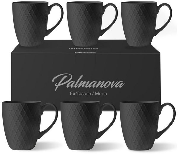 MiaMio Tasse 6 x 400 ml – Kaffeetassen Set / Becher– Moderne Keramik Matt, 6-tlg, Keramik