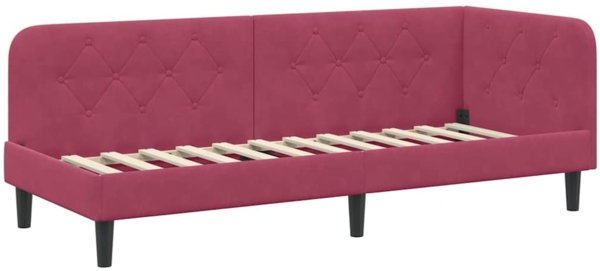 vidaXL Eckbettgestell mit Kopfteil Weinrot 80x200 cm Samt 42016590
