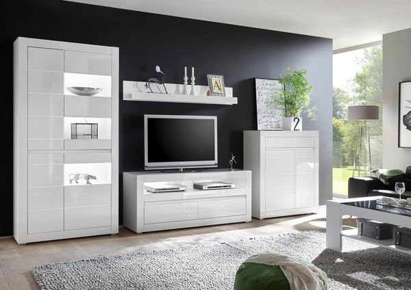 Home affaire Wohnwand Carat, (Set, 4-St), wird jeweils mit zwei Leisten angeliefert, 1 x grau, 1 x weiss