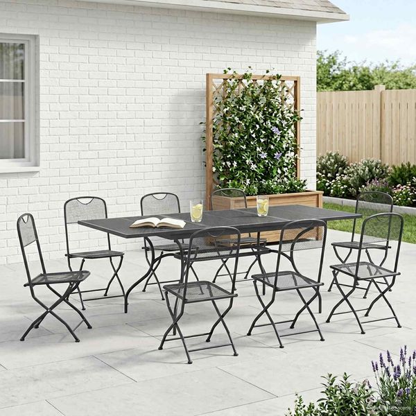 vidaXL Garten Essgruppe 9 pcs Anthrazit 212 x 90 x 76 cm 3429147