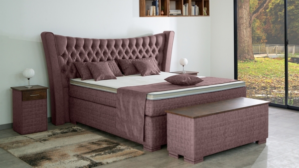 Meisterbetten Boxspringbett Oslo 240x200 in MS-Alt Rose, Matratzenbezug Oslo, Ergoflex-Topper