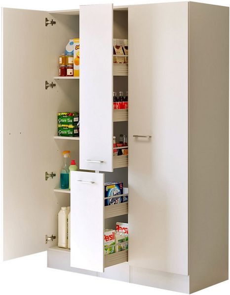 Flex-Well Mehrzweckschrank-Set LUCCA, 3-teilig, Hauswirtschaftsraum oder Küche.., Breite 130 cm, (Komplett-Set, 3-St, bestehend aus: 2 Vorratsschränken und 1 Auszugsschrank), Kombination aus 2 Vorratsschränken und 1 Auszugsschrank