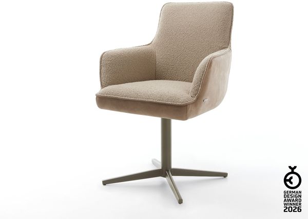 Drehstuhl Heira-Flex mit Armlehnen Materialmix Schlamm Fußkreuz Effektfinish Titan 360° drehbar Taschenfederkern