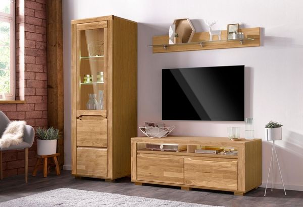 OTTO home Wohnwand Denis, (Set, 3-St), teilmassives Holz