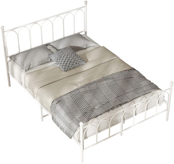 Doppelbett aus Metall mit Lattenrost, 27 cm Stauraum & Aufbewahrungsnetz, 140x200 cm, Weiß Bild 10