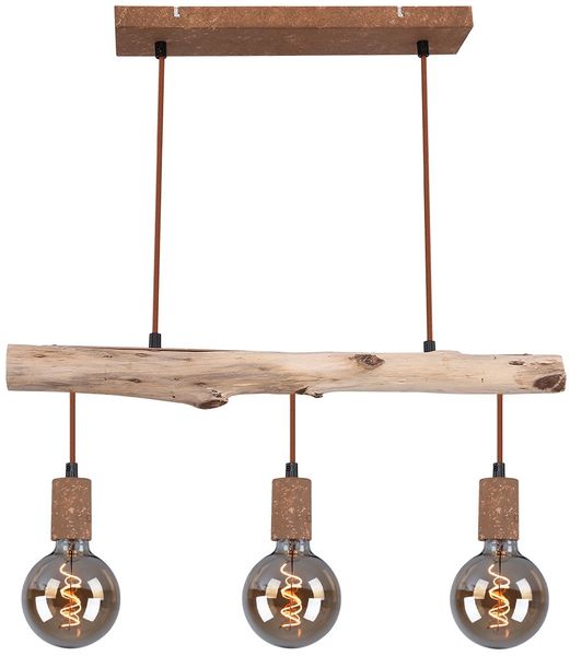 Hängeleuchte, Balken natur, Kabel, rost, L 60 cm