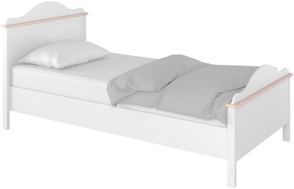 Bett Luna Einzelbett Bettgestell 90x200cm weiß rosa mit Matratze