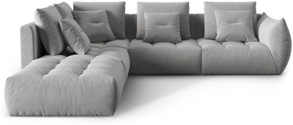 Micadoni Ecksofa Bloom 5-Sitzer Links Samt Grau