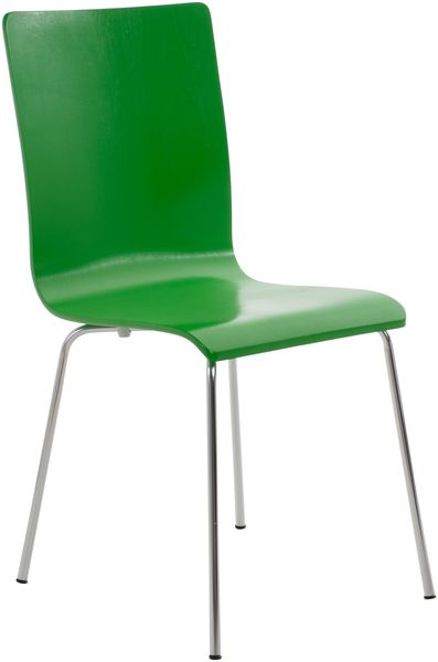 Besucherstuhl PEPE - 87x43x47cm, Grün Holz Metall in Chromoptik Gestell Konferenzstuhl Wartezimmerstuhl
