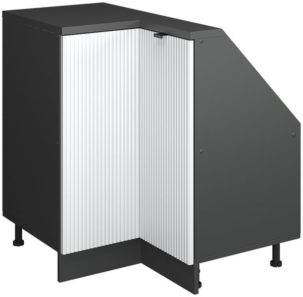 Eck-Küchenschrank für Dachschrägen R-Line Weiß Riffel 75.6 cm mit 1 Tür Vicco