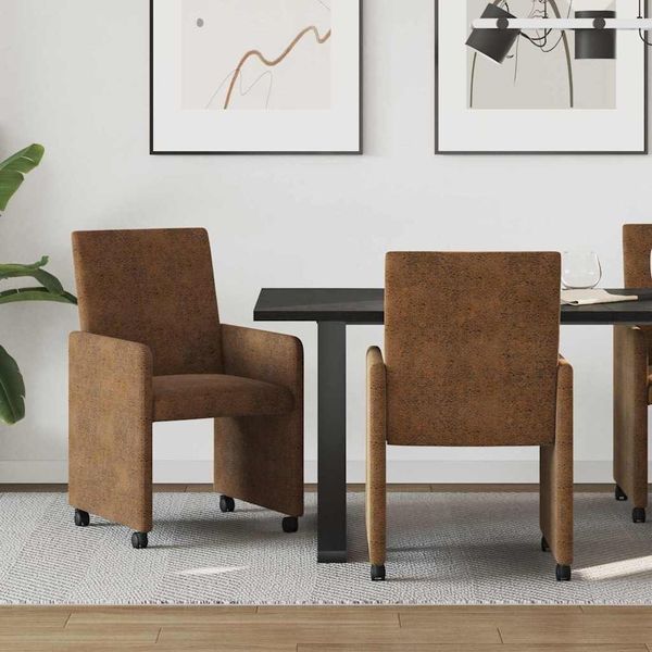 vidaXL Esszimmerstühle mit Rollen 2 pcs Braun 57 x 66 x 94 cm 42017825