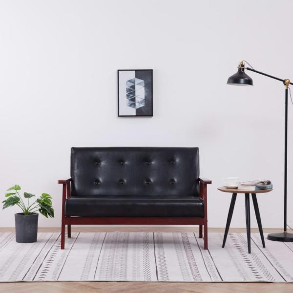 vidaXL Sofa 2-Sitzer Schwarz Kunstleder 248642