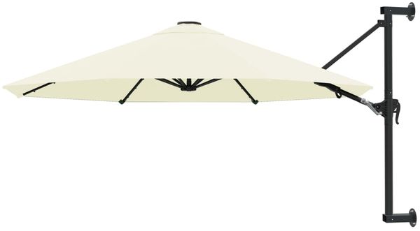 vidaXL Sonnenschirm zur Wandmontage mit Metall-Mast 300 cm Sandweiß 44863
