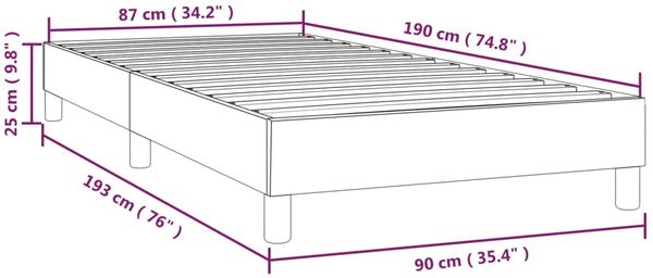 vidaXL Polsterbett, Stoff, 25,0 cm, Schwarz, 90x190 cm, mit Lattenrost, Schwarz Bild 9