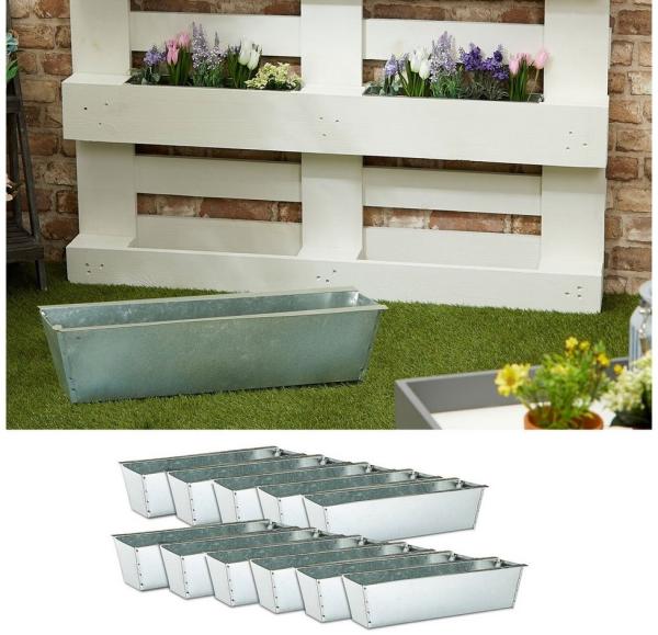 CEPEWA Pflanzkübel Pflanzkasten 12er Set aus Zink für Europaletten