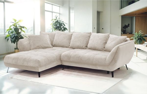 exxpo - sofa fashion Ecksofa Midway mit einfacher Easy-Lift-Bettfunktion, bodenfrei und modern, inkl. Bettfunktion und praktischem Bettkasten, L-Form