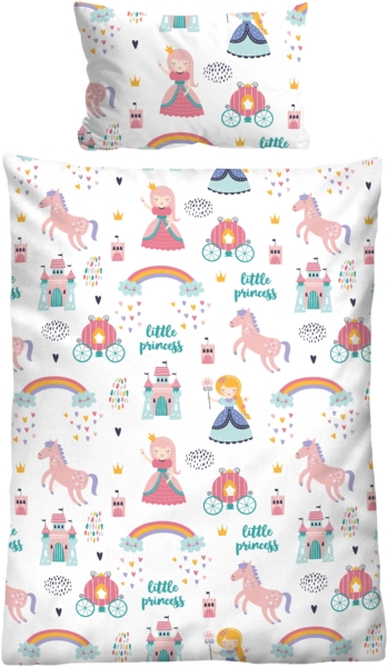 biberna Feinbiber Bettwäsche 0007243 LITTLE PRINCESS, weiss, 1x 100x135 cm + 1x 40x60 cm