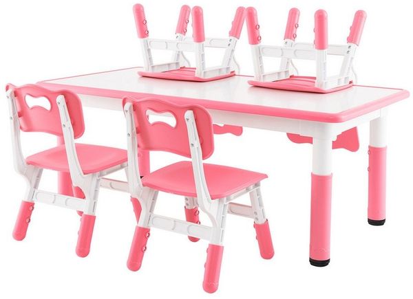 COSTWAY Kindersitzgruppe, (5-tlg), 5 TLG. mit Kindertisch & 4 Kinderstühle