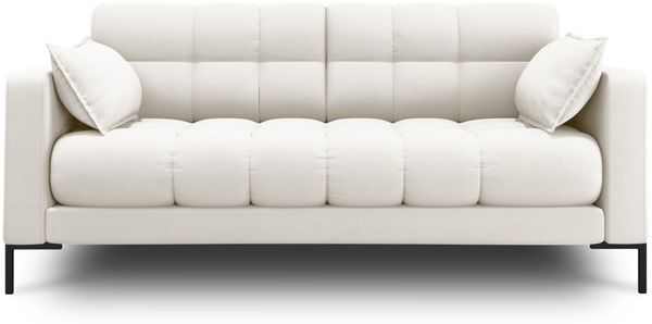 Micadoni Sofa Mamaia 2-Sitzer Strukturierter Stoff Neve Helles Beige schwarze Beine