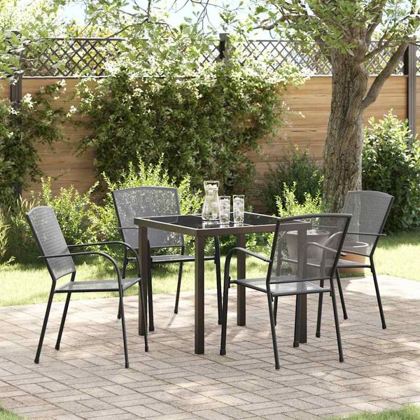 vidaXL Garten Essgruppe 5 pcs Anthrazit Pulverbeschichteter Stahl 3379283
