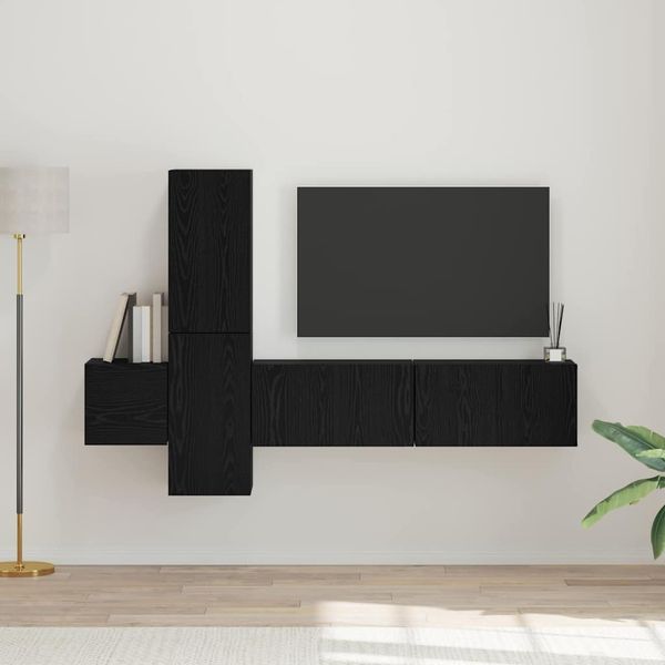 vidaXL TV-Schrankset 5 pcs Schwarz Eichen-Optik Holzwerkstoff 3393481