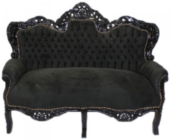 Casa Padrino Barock 2er Sofa Master Schwarz / Schwarz - Wohnzimmer Couch Möbel Lounge