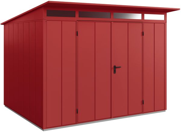 Hörmann Ecostar Metall-Gerätehaus Elegant mit Pultdach Typ 3, 238x303 cm , purpurrot, 7,2 m²,2-flüglige Tür