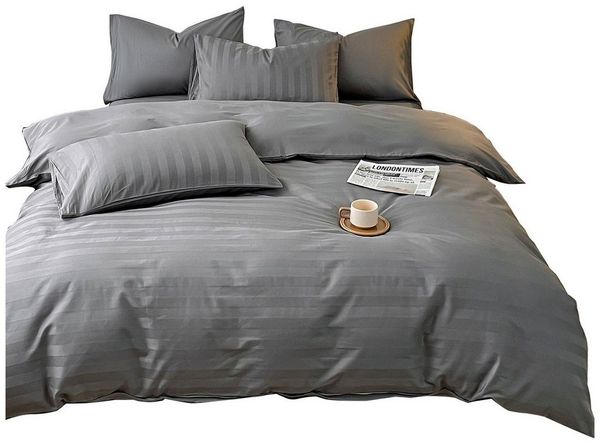 KEAYOO Bettwäsche Satin Streifen, 2 teilig, 100% Baumwolle mit Reißverschluss