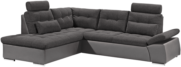 Ecksofa Jakarta Dunkelgrau / Lawa – Modernes Sofa mit Schlaffunktion & Kissen | ED Exciting Design